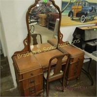 ANTIQUE VANITY/DRESSER WITH MATCHING CHAIR