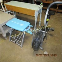 USED EXERCISE BIKE AND PILATES CHAIR