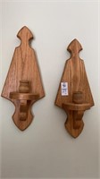 Two Wooden Candle Display Holders
