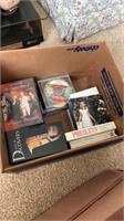 Box lot of DVDs CDs and VHS Tapes