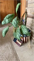 Lot of American Flag Plant Pot and Freedom Sign