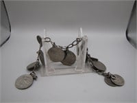 Vintage Coin Bracelet w/ Few Sterling Silver Charm