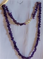 Beautiful Rich Grape Amethyst Chip Long Necklace