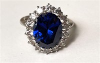 Gorgeous Large CZ Sterling Ring 7 Grams Size 8