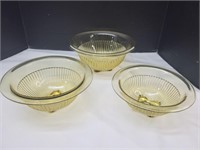 Set of 3 Federal Amber Bowls