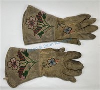 C. 1900 to 1920’s floral beaded gauntlets.