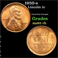 1950-s Lincoln Cent 1c Grades GEM Unc RB