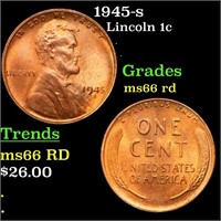 1945-s Lincoln Cent 1c Grades GEM+ Unc RD