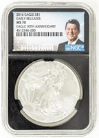 Coin 2016(P) Silver Eagle 30th Ann NGC MS70
