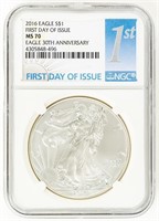 Coin 2016 1st Day Issue Silver Eagle NGC MS70