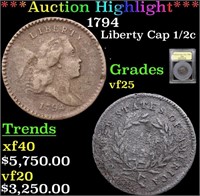 ***Auction Highlight*** 1794 Liberty Cap half cent