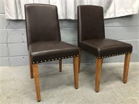 2 LEATHERETTE STUDDED SIDE CHAIRS