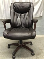 BROWN FAUX LEATHER STAPLES EXECUTIVE CHAIR