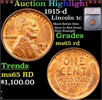 ***Auction Highlight*** 1915-d Lincoln Cent 1c Gra