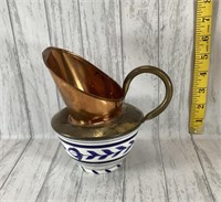 Vintage Copper & Ceramic Pitcher - Made in England