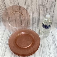 8 Pink Depression Glass Plates- No flaws