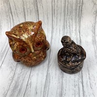 Owl Figure and Trinket Box