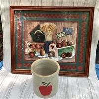 Apple Theme Crock and Picture