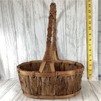 Live Edge Natural Wood Tall Basket - No Flaws