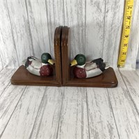 Pair of Wooden Duck Book Ends