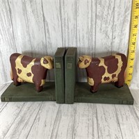 Farmhouse Style Wooden Cow Book Ends