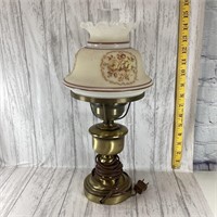 Vintage Hurricane Parlor Brass Table Lamp - Works