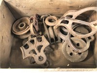 5 ANTIQUE PULLEYS