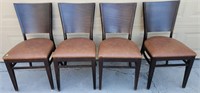 (4) Wood And Padded Seat Dining Chairs