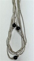 Vintage Liquid Sterling Blk Onyx Native Necklace