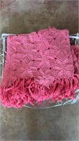 Vintage hand crocheted bed cover/ floral pattern