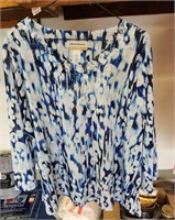 Alfred Dunner blue ikat & lace blouse Sz 1x