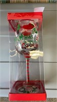 De-lite hand painted holiday wine glass/ new in