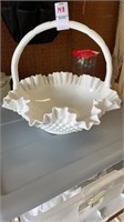 Vintage milk glass basket