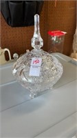Cut-glass candy dish with lid