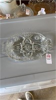 Crystal glass dish with divider
