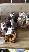 Variety of eight owl figurines