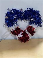 Patriotic Red White and Blue Heart Wreath NEW