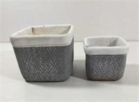 Decorative Gray and White Basket Weaved Ceramic