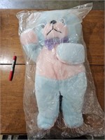 Vintage blue & pink teddy bear stuffed animal in