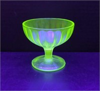 Vintage Uranium Glass Sherbet Dessert Bowl