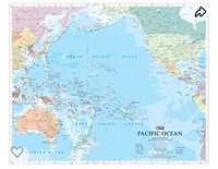 Pacific Ocean Wall Map - 34" x 27.75" Laminated