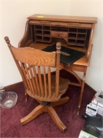 Antique Roll Top Desk w/ Chair