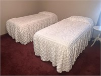 2 Vintage Style Chenille Bedspreads, Twin Size