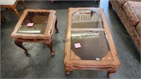 Oak with glass top coffee & end table