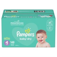 Pampers Baby Dry Diapers 148pk, Size 4 (22-37lbs)