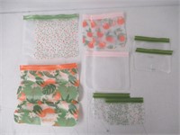 "Used" Ello Reusable Snack Bags 12pk, Orange/Green