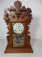 Beautiful Antique Oak Gingerbread Clock Ingraham