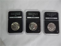 (3) Kennedy Half Dollars 40% Silver  PCS Unc