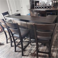 NEW BAR, 4 CHAIRS,DARK WOOD, 80X28X42, CALL TO SEE