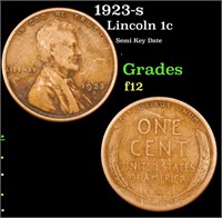 1923-s Lincoln Cent 1c Grades f, fine